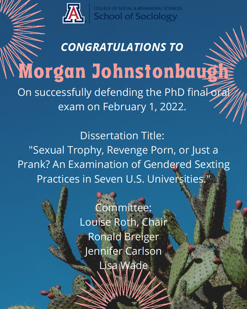 Tucson Revenge Porn - Successful Oral Defense by Morgan Johnstonbaugh | Sociology