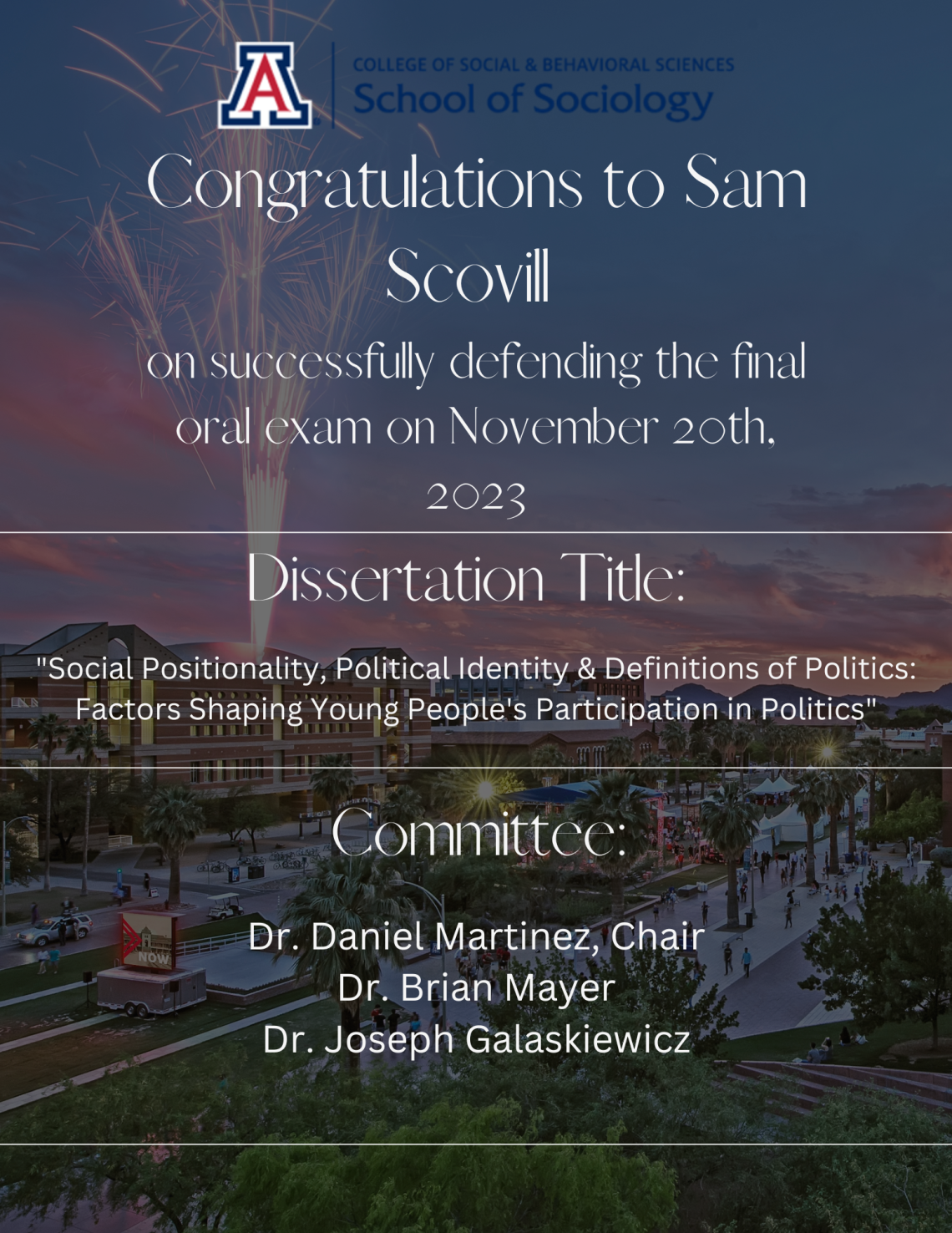Sam Scovill Final Oral Defense Announcement