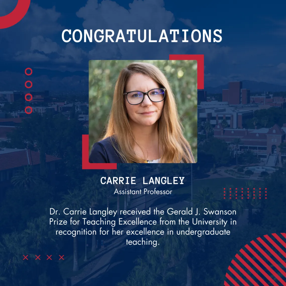 Dr. Carrie Langley receives Gerald J. Swanson Prize for Teaching Excellence