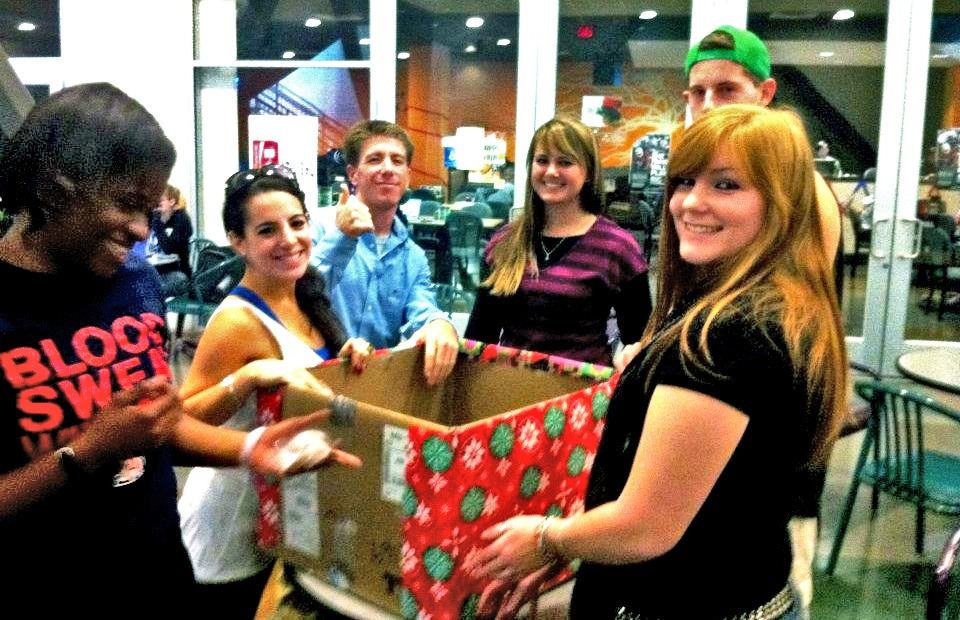 Students collecting holiday gifts